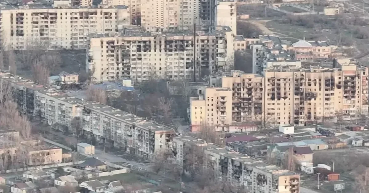 Дрон над окупованим містом Олешки